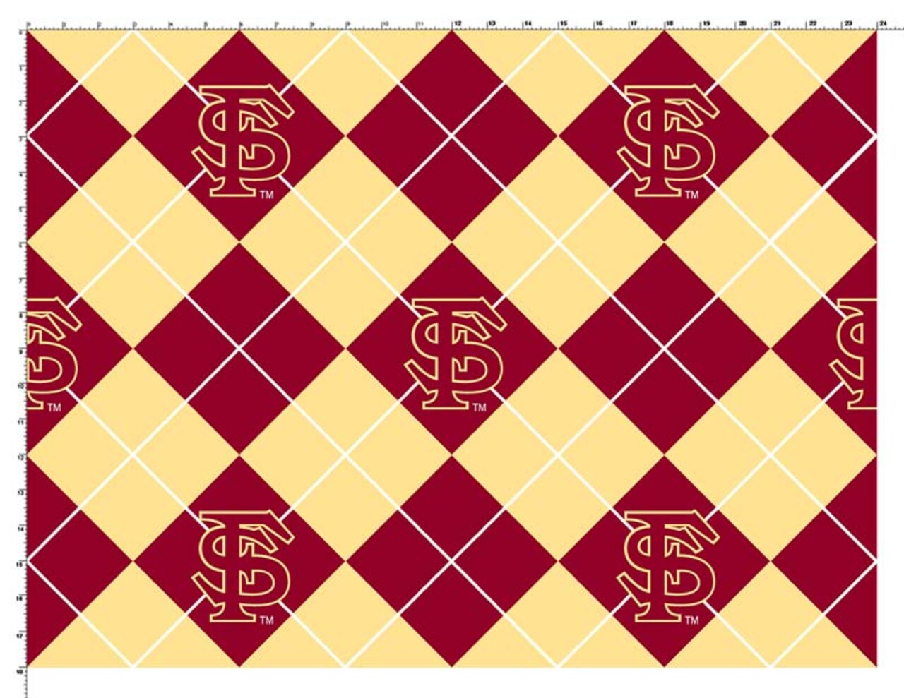 Sykel Enterprises-Florida State University Fleece Fabric-FSU Seminoles Argyle Fleece Blanket Fabric-Sold by the yard